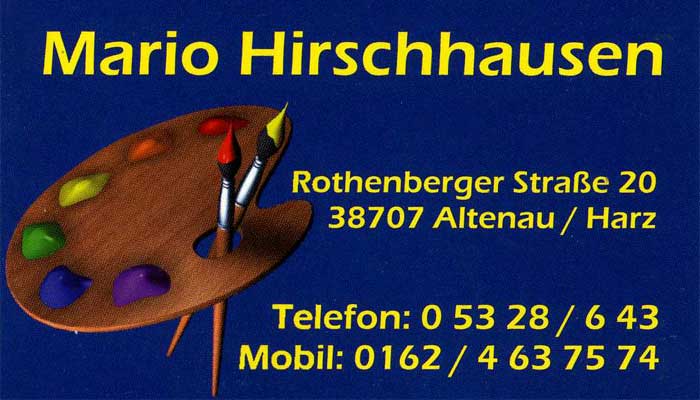 Visitenkarte Malerbetrieb Hirschhausen klein